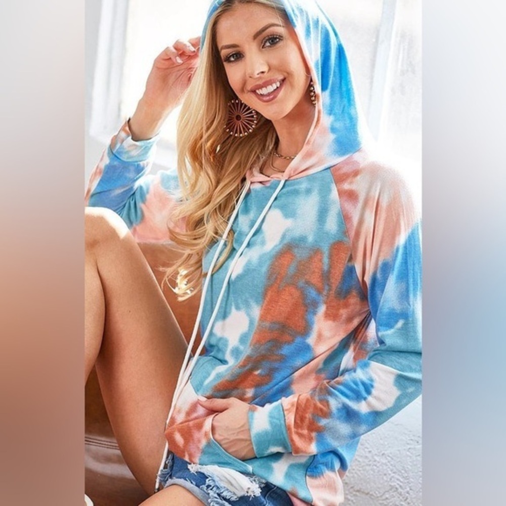 BiBi Tie Dye Jersey Knit Hoodie With Kangaroo Pocket